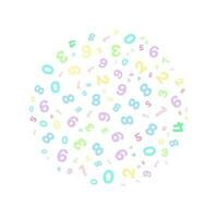 A background with colorful numbers of various sizes as a pattern. vector