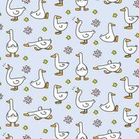 Colored vector pattern of geese, ducks