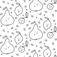 Single color pear, lemon and cherry vector pattern