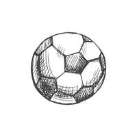 Vector hand-drawn sport Illustration. Detailed retro style soccer ball sketch. Vintage sketch element. Back to School.