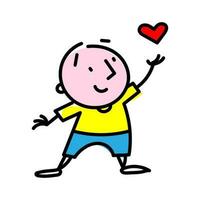 Color vector illustration of a person who is happy and gives love