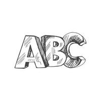 Vector hand-drawn school Illustration. Detailed retro style ABC lettering sketch. Vintage sketch element. Back to School.