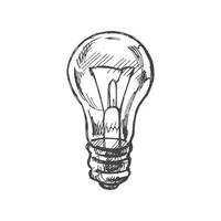 Vector hand-drawn Illustration. Detailed retro style bulb sketch. Vintage sketch element. Electricity.