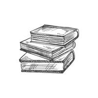 Vector hand-drawn school and office tools Illustration. Detailed retro style books sketch. Vintage sketch element. Back to School.