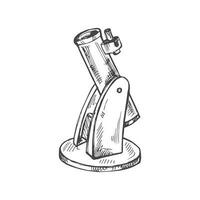 Vector hand-drawn school Illustration. Detailed retro style telescope sketch. Vintage sketch element. Back to School. The science.