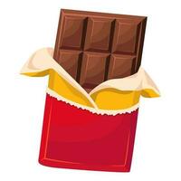 A chocolate bar in an open wrapper and foil. vector illustration on a white background.