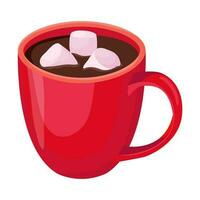 A cup of hot cocoa with marshmallows. Vector illustration.