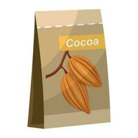 un papel bolso de suelo cacao, cacao polvo. vector ilustración.