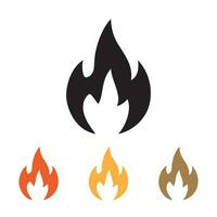 Fire flame icon set isolated vector illustration.