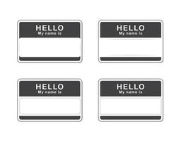 Name tag blank sticker HELLO my name is, isolated flat design vector illustration.