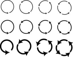 The circular arrows are different black color, different thickness. Replaceable vector design.