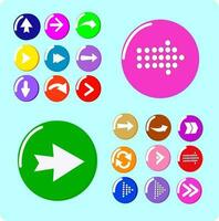 Flat and round set of arrow icons. Fullcolor set of arrow icons. Replaceable vector design.