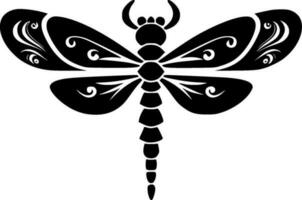 Dragonfly - Black and White Isolated Icon - Vector illustration