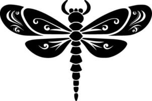 Dragonfly - Black and White Isolated Icon - Vector illustration