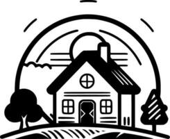 Farmhouse - Black and White Isolated Icon - Vector illustration