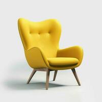 3d amarillo moderno Sillón aislado en blanco antecedentes. generativo ai foto