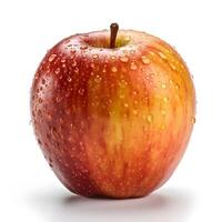 Red apple with waterdrops isolated on white background. Generative AI photo