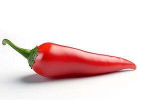 Close-up red chilli pepper isolated on white background. Generative AI photo