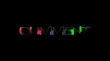 Comment glow colorful neon laser text animation abstract background video