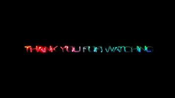 Thank you for watching colorful neon laser text animation video