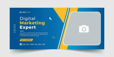 Digital marketing social media cover banner template, Creative business cover and banner desing. Vector illustration
