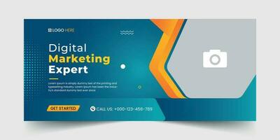 Digital marketing social media cover banner template, Creative business cover and banner desing. Vector illustration