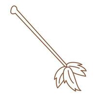 Doodle cat teaser. Pet toy in the form of a stick and three feathers at the end. Line art clip art on white background. vector