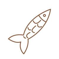 Fish doodle. A toy for a pet in the form of a fish. Line art clip art on white background. vector