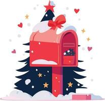 Hand Drawn Christmas mailbox in flat style vector