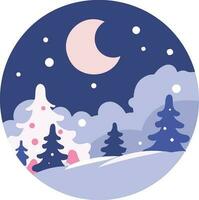 Hand Drawn christmas moon in flat style vector