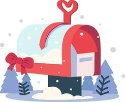 Hand Drawn Christmas mailbox in flat style vector