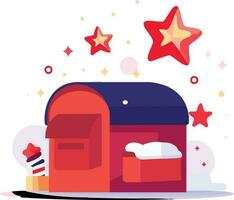 Hand Drawn Christmas mailbox in flat style vector