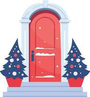 mano dibujado Navidad puerta en plano estilo vector