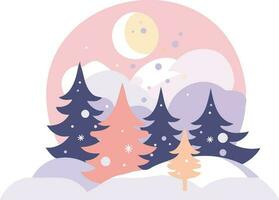 Hand Drawn christmas moon in flat style vector