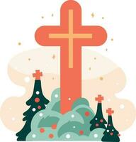 Hand Drawn christmas cross in flat style vector