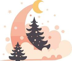 Hand Drawn christmas moon in flat style vector