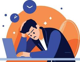 Hand Drawn office worker who is tired from work in flat style vector