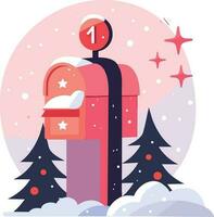 Hand Drawn Christmas mailbox in flat style vector