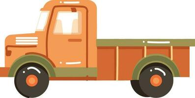 mano dibujado naranja camión en plano estilo vector