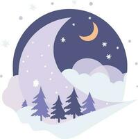 Hand Drawn christmas moon in flat style vector