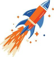 Hand Drawn rocket in flat style vector