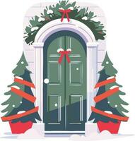 Hand Drawn Christmas door in flat style vector