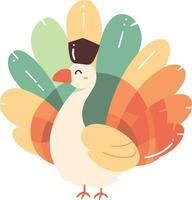 Hand Drawn thanksgiving turkey in flat style vector