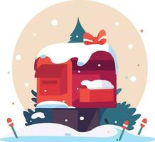 Hand Drawn Christmas mailbox in flat style vector