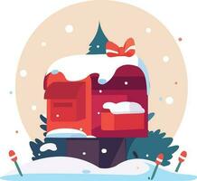 Hand Drawn Christmas mailbox in flat style vector