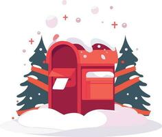 Hand Drawn Christmas mailbox in flat style vector