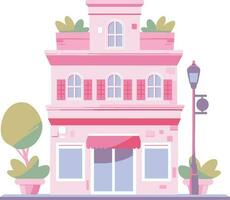 Hand Drawn cafe building in flat style vector