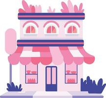 Hand Drawn cafe building in flat style vector