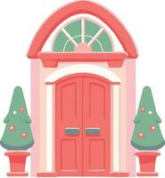 Hand Drawn Christmas door in flat style vector