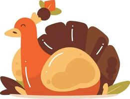 Hand Drawn thanksgiving turkey in flat style vector